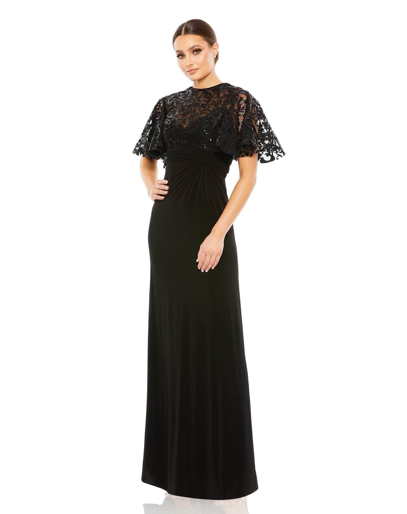 Image of Mac Duggal 68002 - Embroidered Lace Neckline Formal Dress
