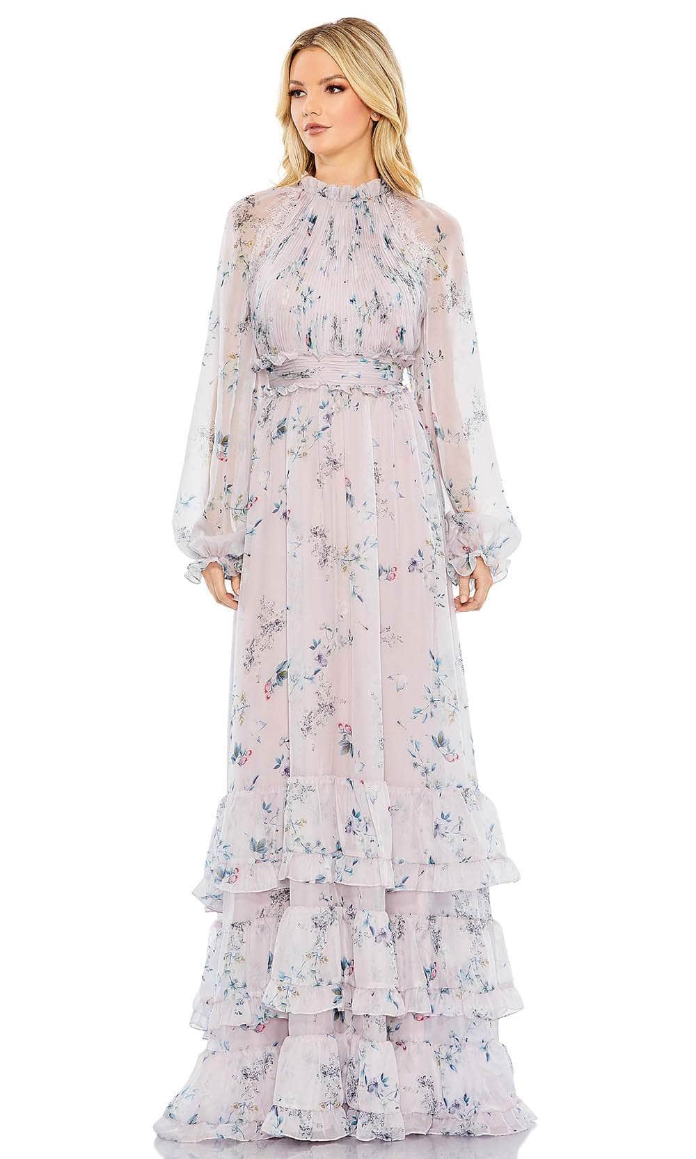 Image of Mac Duggal 68199 - Floral Printed A-line Long Dress