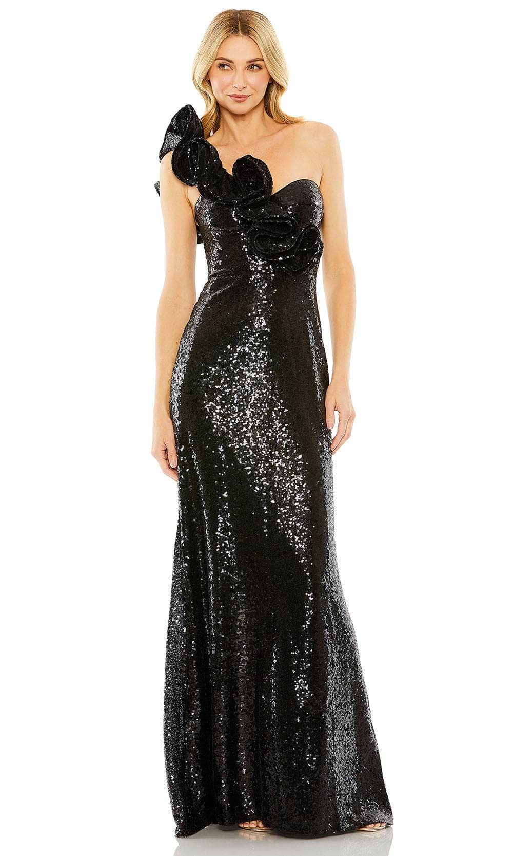 Image of Mac Duggal 68513 - Ruffled Strap Sequin Evening Dress