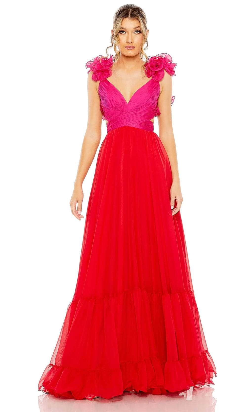 Image of Mac Duggal 68522 - Lace-Up Back Ruffle Detailed Prom Dress