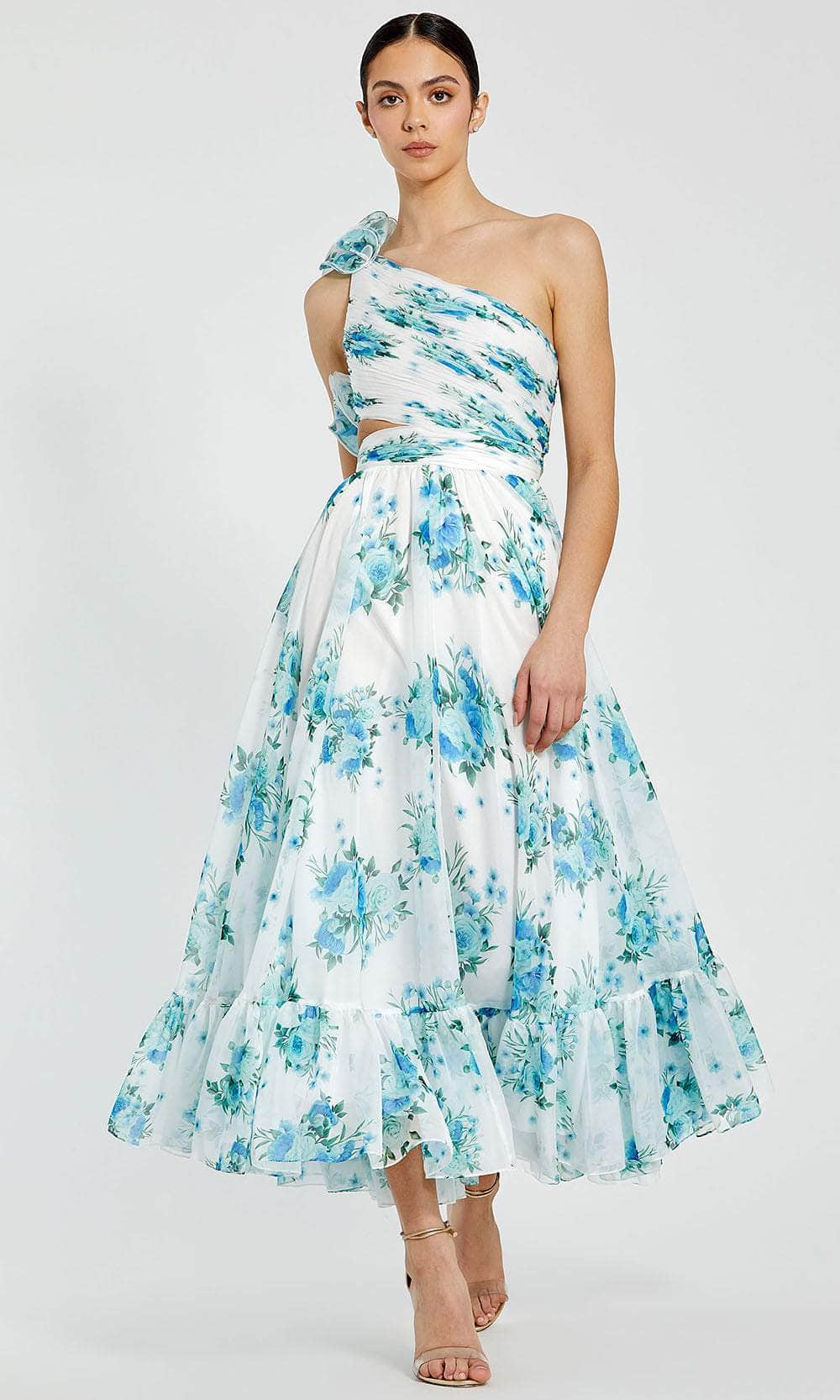 Image of Mac Duggal 68655 - One-Shoulder Floral Printed Long Dress