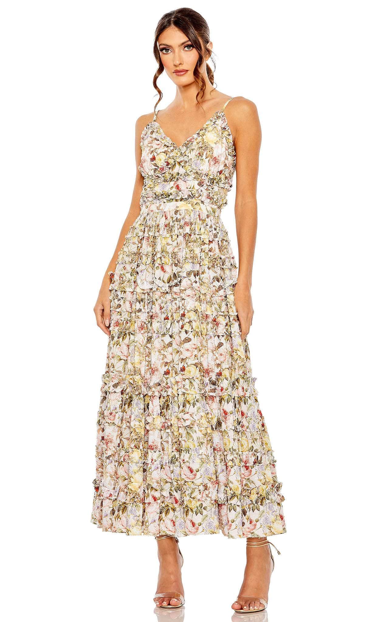 Image of Mac Duggal 8026 - Floral Ruffled Detail Long Dress