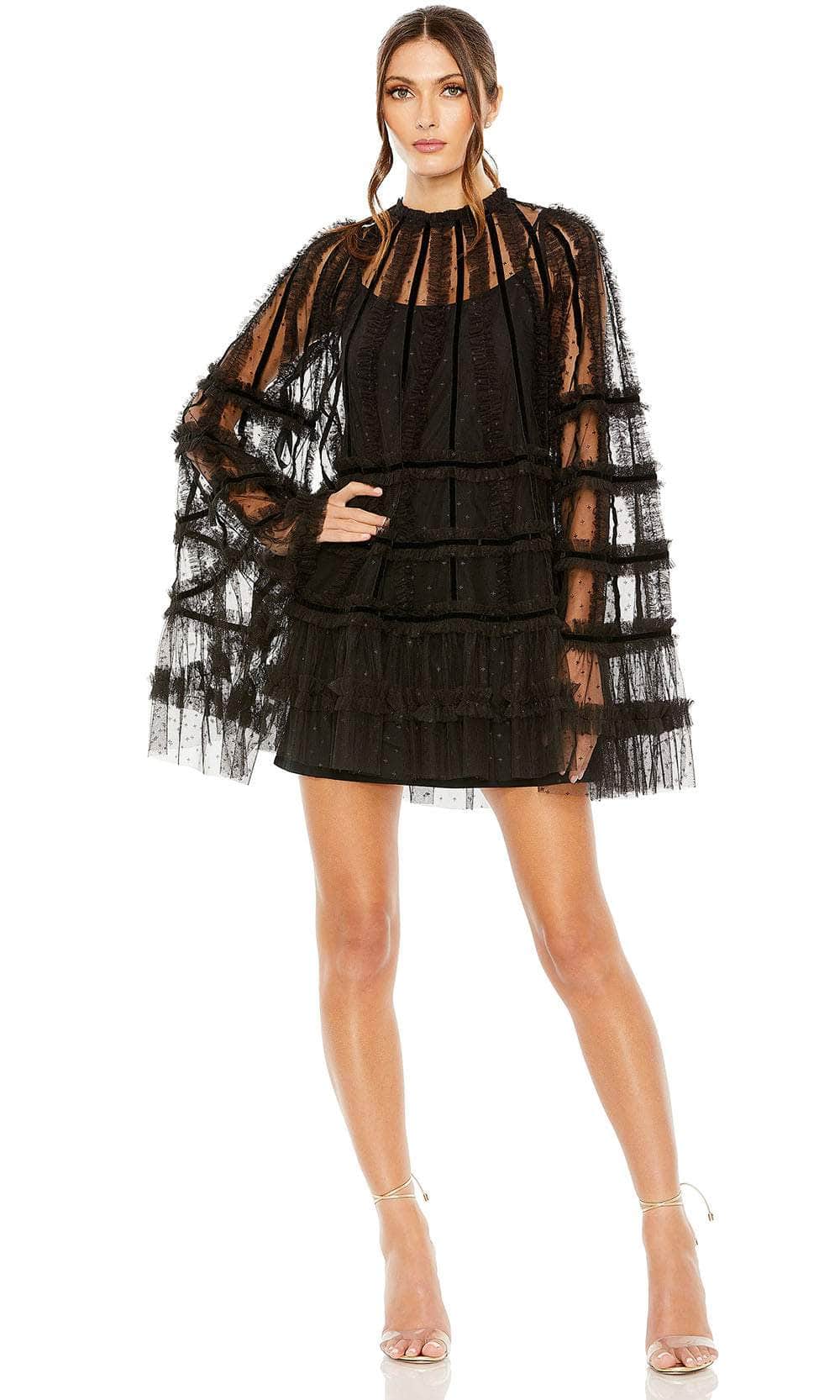 Image of Mac Duggal 8053 - Ruffled Trapeze Cocktail Dress