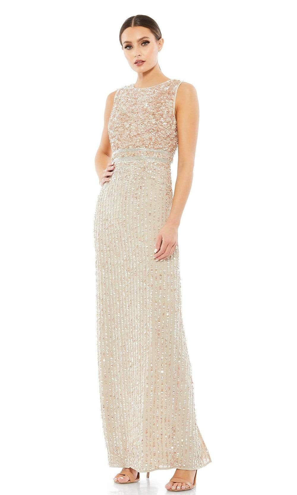 Image of Mac Duggal - 93603 Bateau Sequin Sheath Dress