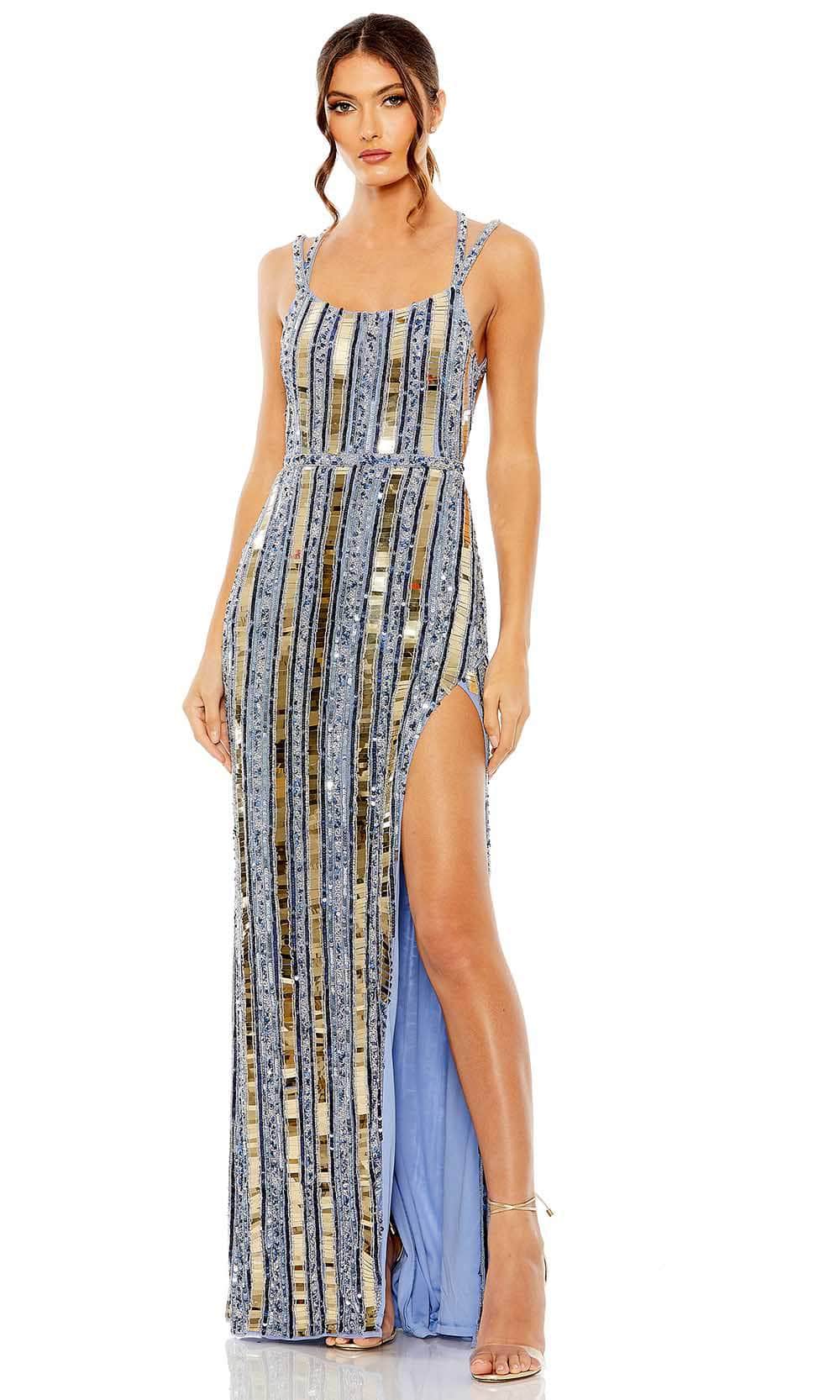 Image of Mac Duggal 93981 - Strappy Back Linear Sequin Prom Gown