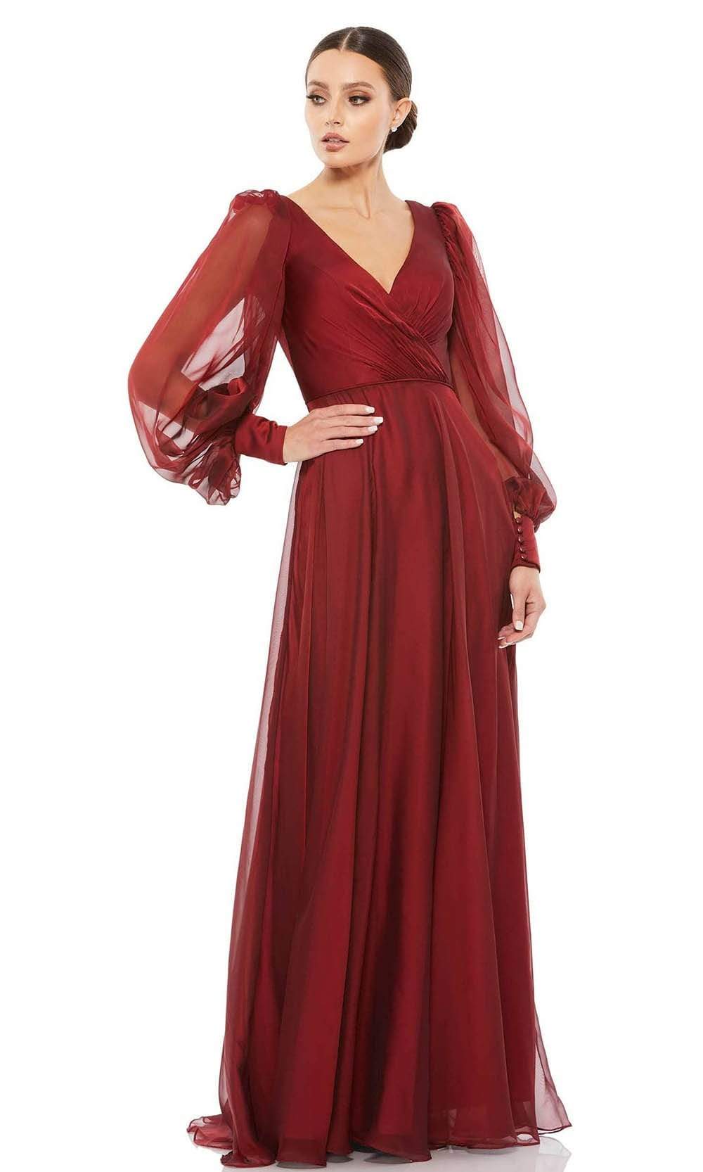 Image of Mac Duggal Evening - 67873D Long Sleeve Modest A-Line Dress