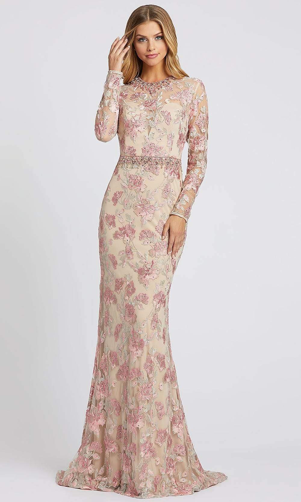 Image of Mac Duggal Evening - 79281D Floral Embroidered Soft Fitted Dress
