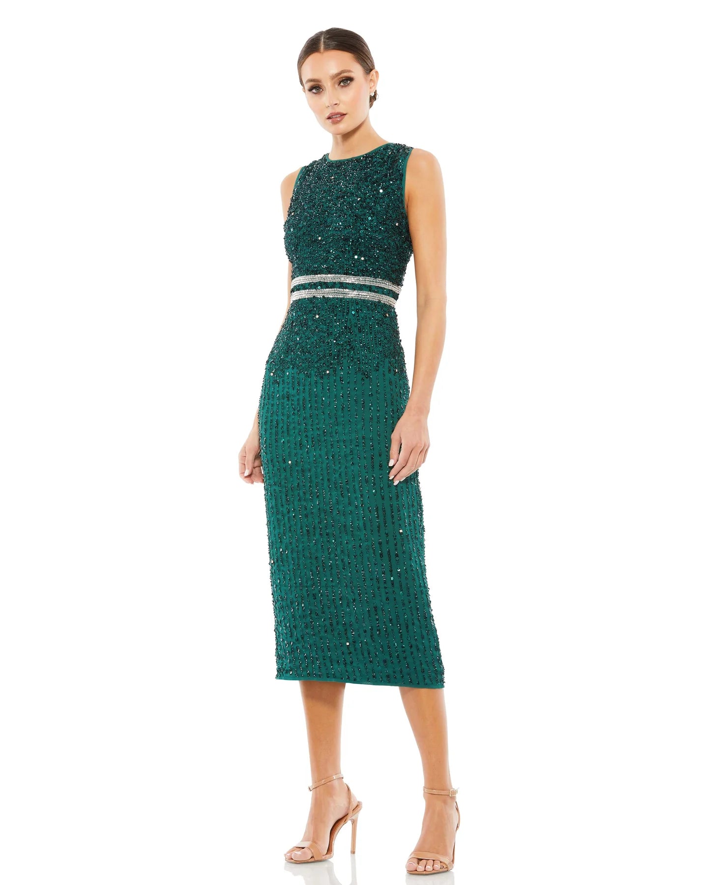Image of Mac Duggal Evening - A10509D Embellished Tea Length Dress