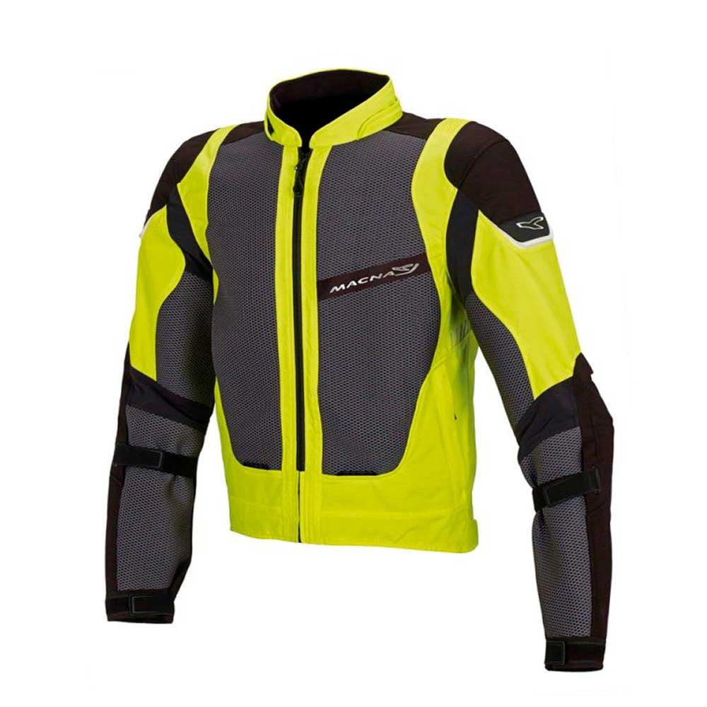 Image of Macna Sunrise Chaqueta Motorista Negra Amarillo Neon Talla S