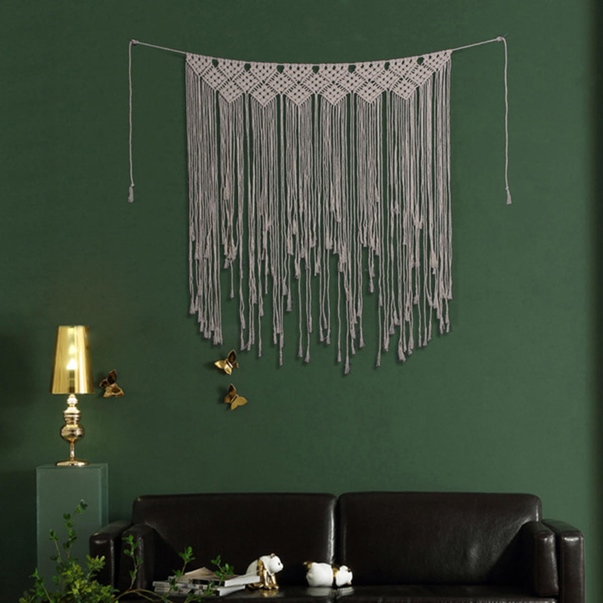 Image of Macrame Backdrop Curtains Hanging Bo ho Wedding Hanger Cotton Wall Art Home Decor