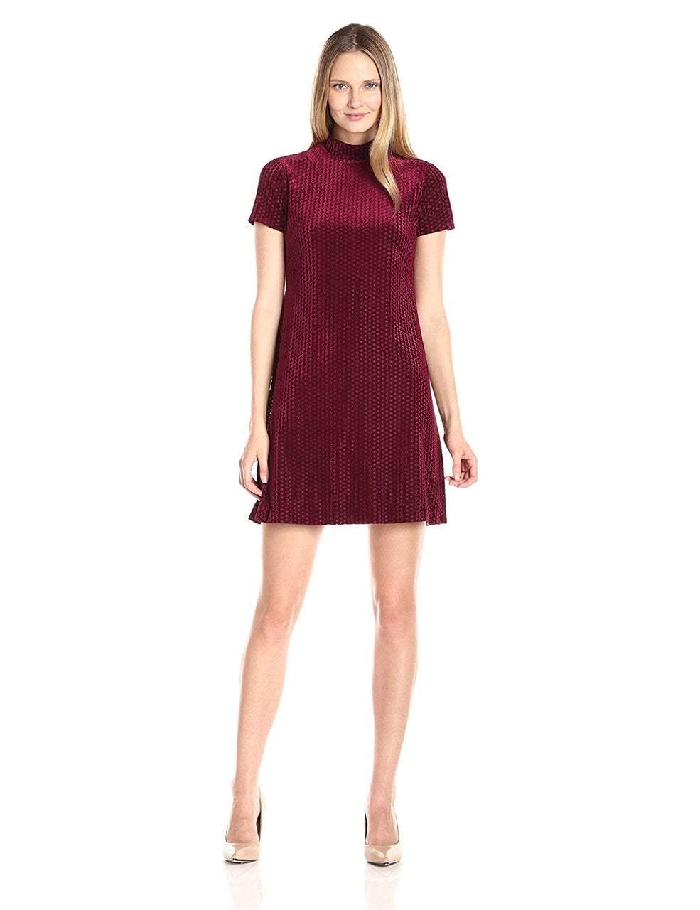 Image of Maggy London - G2610M High Neck Suede Dress