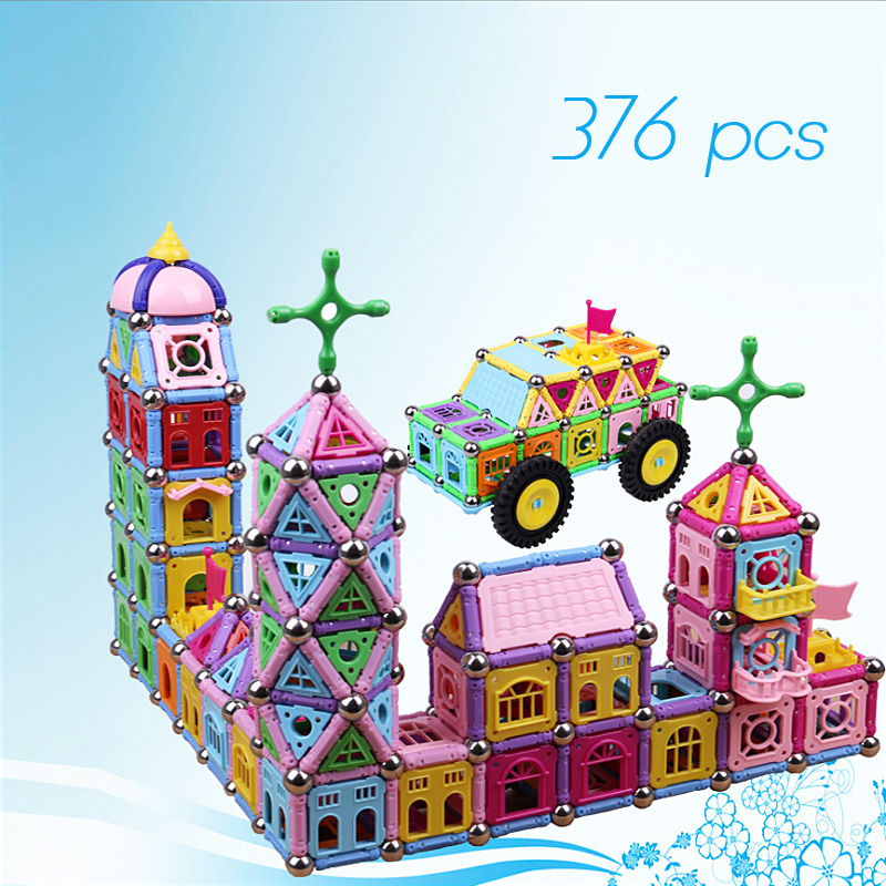 Image of Magnetic building blocks 376PCS kids educational puzzle toys children palace construction brick toys christmas gifts