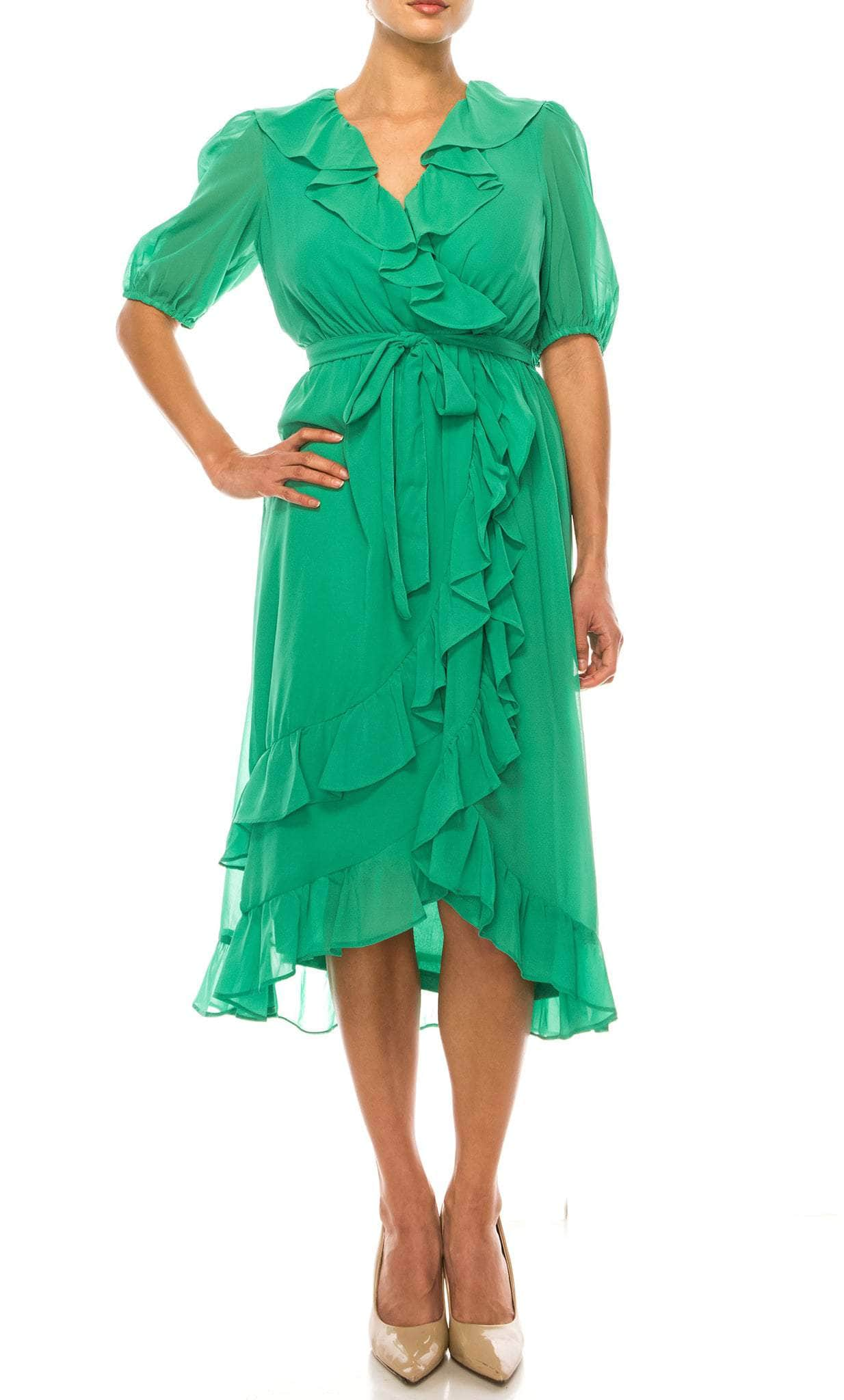 Image of Maison Tara 91672M - Chiffon-Made Ruffled Dress