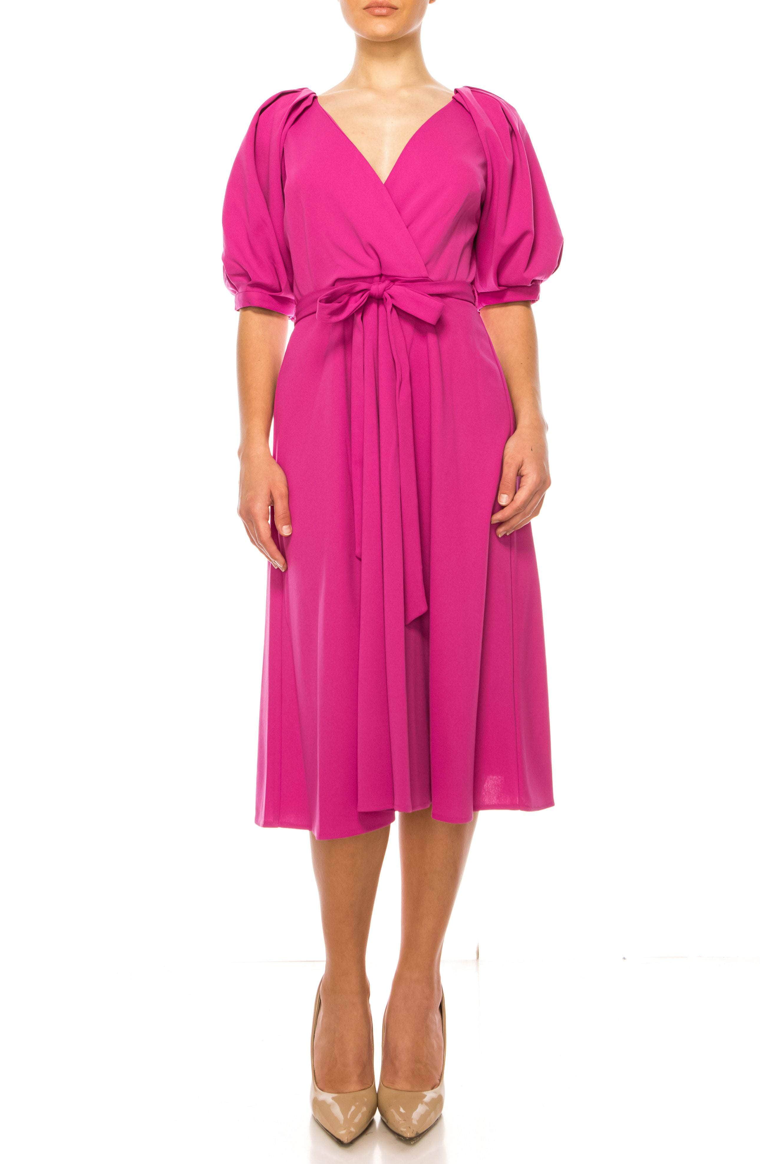 Image of Maison Tara 95788M - Short Puff Sleeve A-Line Formal Dress