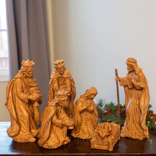 Image of Mango Wood Look Nativity Set - 6 Pieces ID 2058473