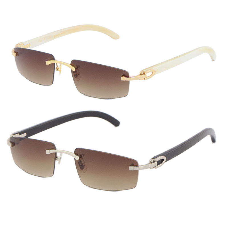 Image of Manufacturers Wholesale T8100926 Glsses Rimless Sunglasses White Black Buffalo Horn Glasses men Famous Woman Frames Male and Female 18K Gold