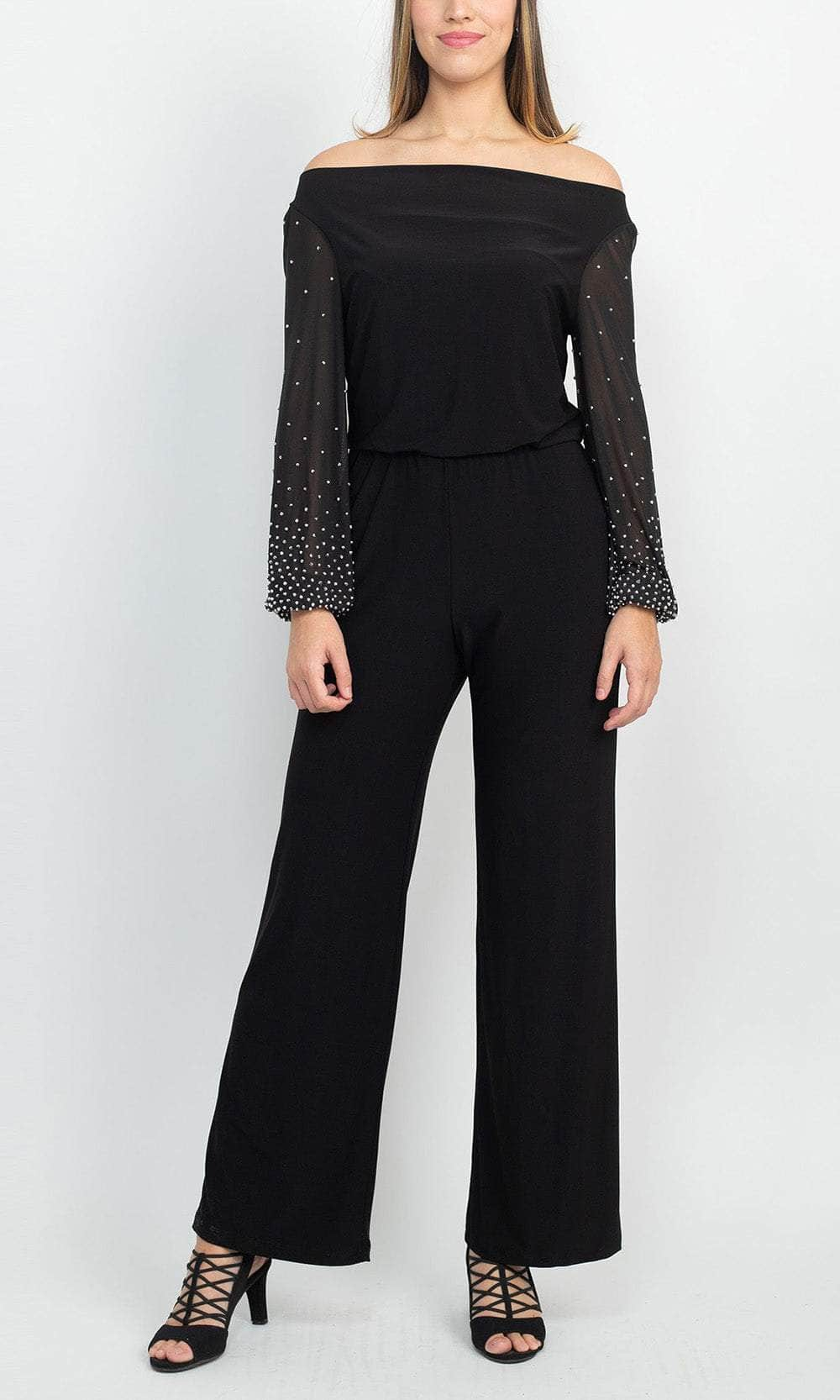 Image of Marina 267261 - Off Shoulder Embellished Long Sleeve Jumpsuit