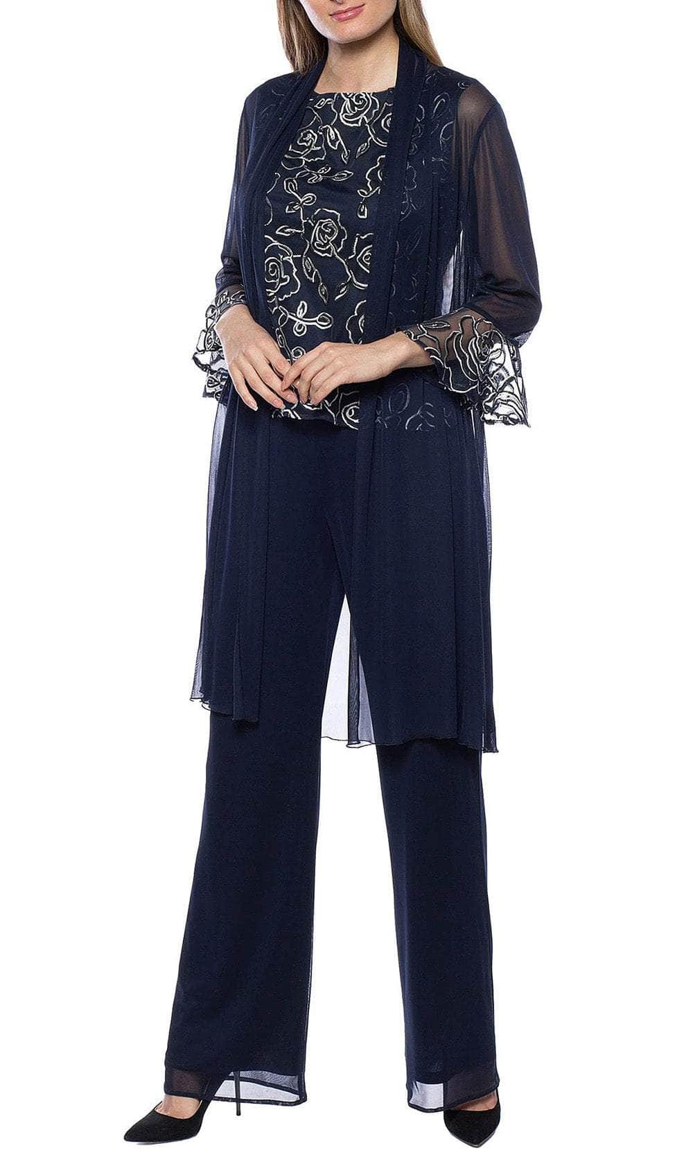 Image of Marina 267679 - Embroidered Sleeveless Two-Piece Pant Set