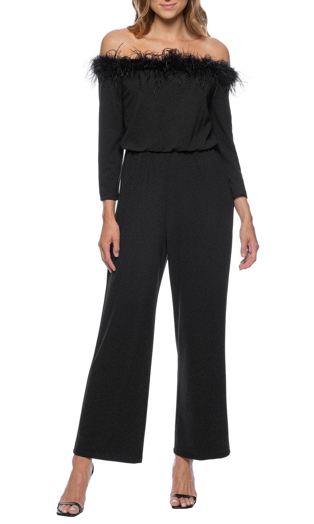 Image of Marina 268272 - Feather Trimmed Jumpsuit