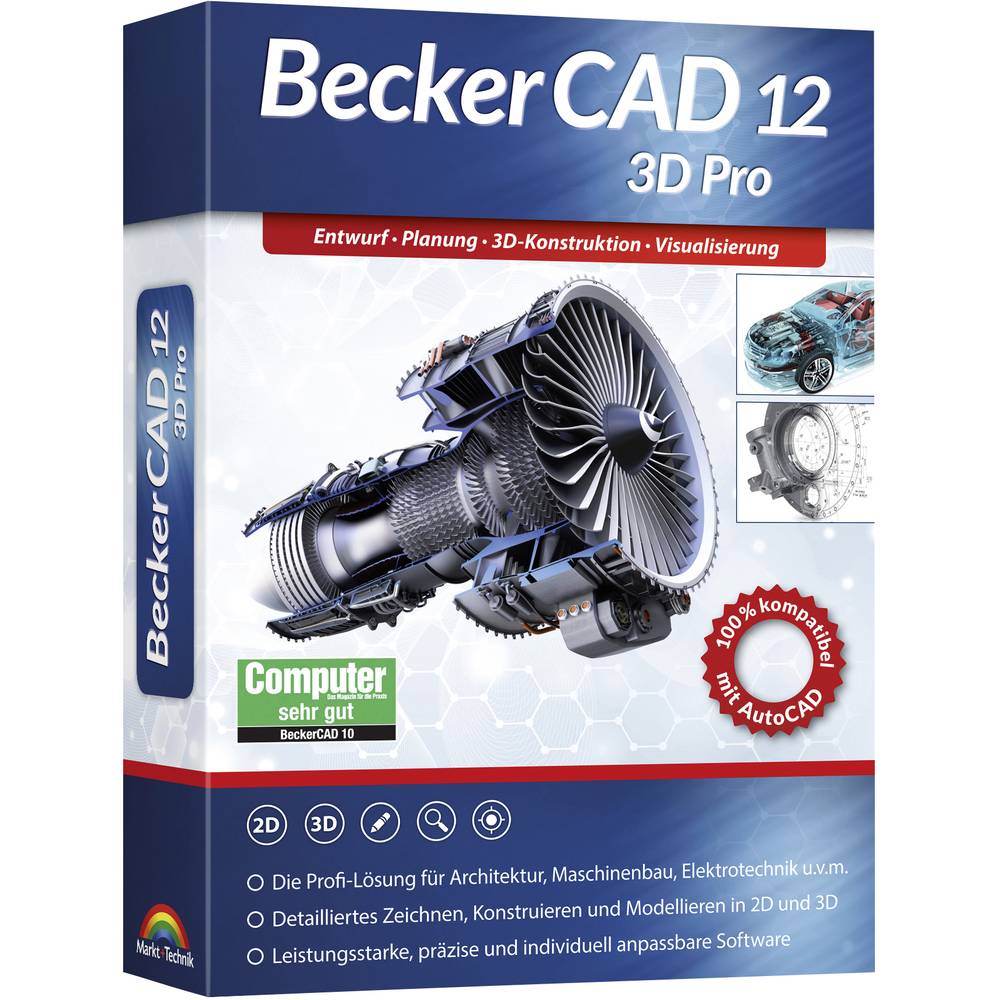 Image of Markt & Technik 80862 BeckerCAD 12 3D PRO Full version 1 licence Windows CAD