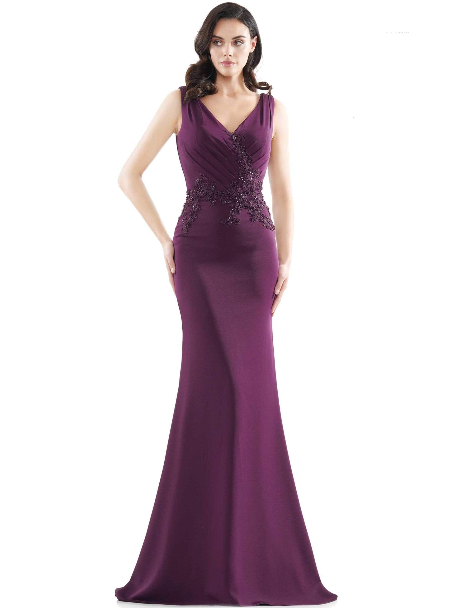Image of Marsoni by Colors - MV1054 Embroidered V-neck Trumpet Dress