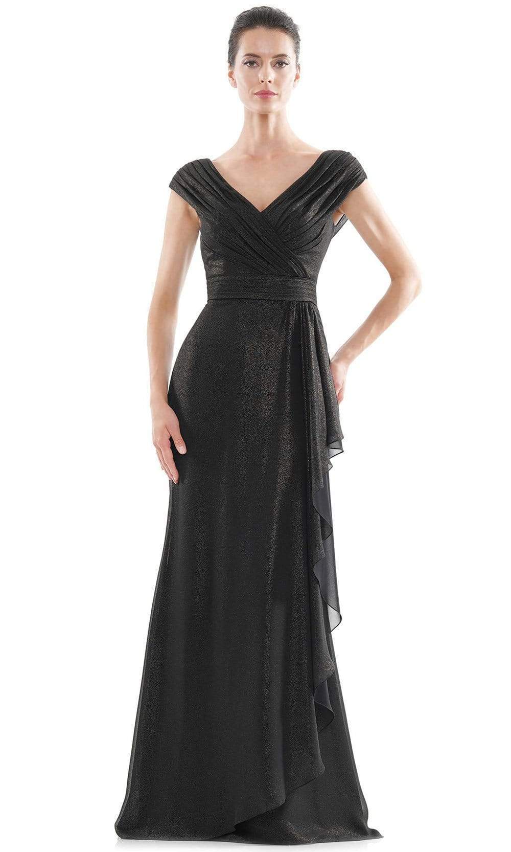 Image of Marsoni by Colors - MV1073 Ruched V Neck Foil Chiffon Column Gown