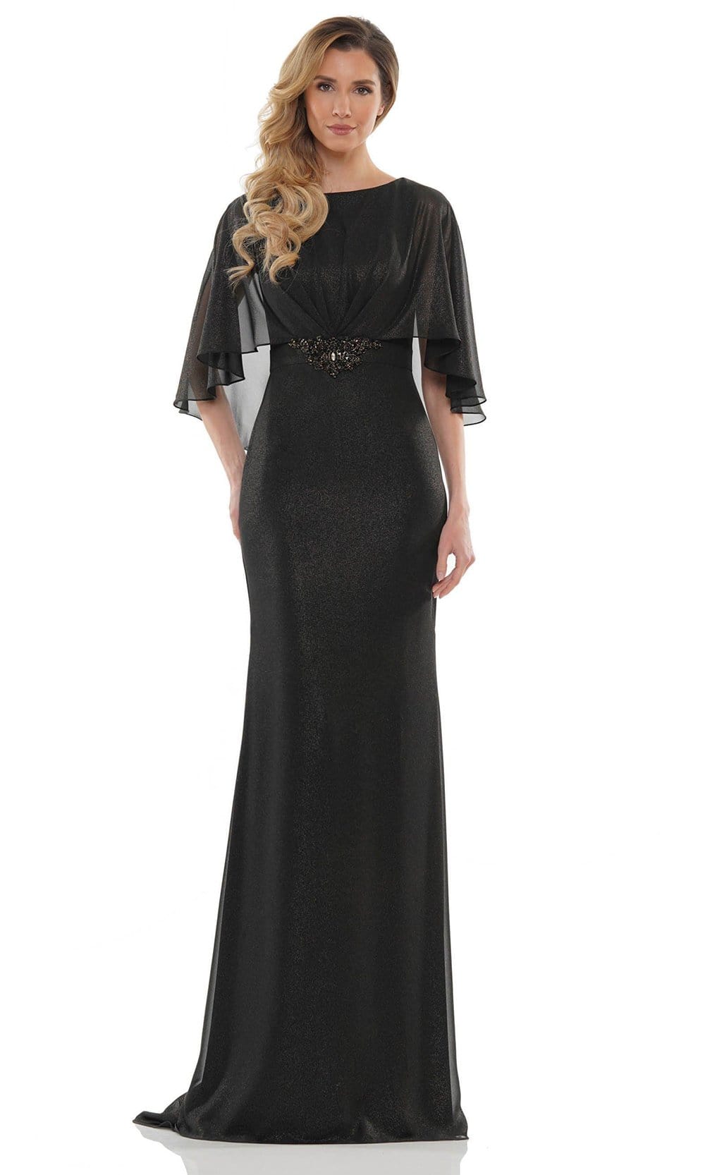 Image of Marsoni by Colors - MV1130 Glittered Fabric Poncho Sheath Gown
