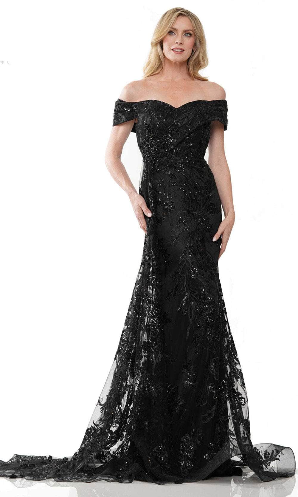Image of Marsoni by Colors MV1242 - Off-Shoulder Embroidered Evening Dress
