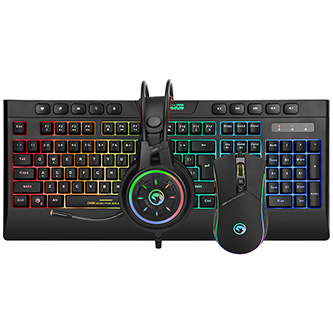 Image of Marvo CM305 RGB sada klávesnice s herní myší a sluchátky CZ/SK herní membránová typ drátová (USB) černá RGB podsvícená PL ID 410967