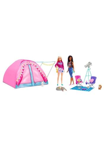 Image of Mattel Barbie Glamping Camping Tent and Dolls Playset | Barbie Dolls and Accessories