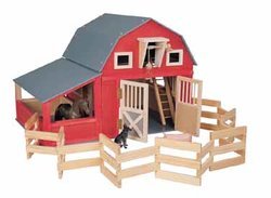 Image of Maxim Red Gable Toy Barn with Corral and Stall
