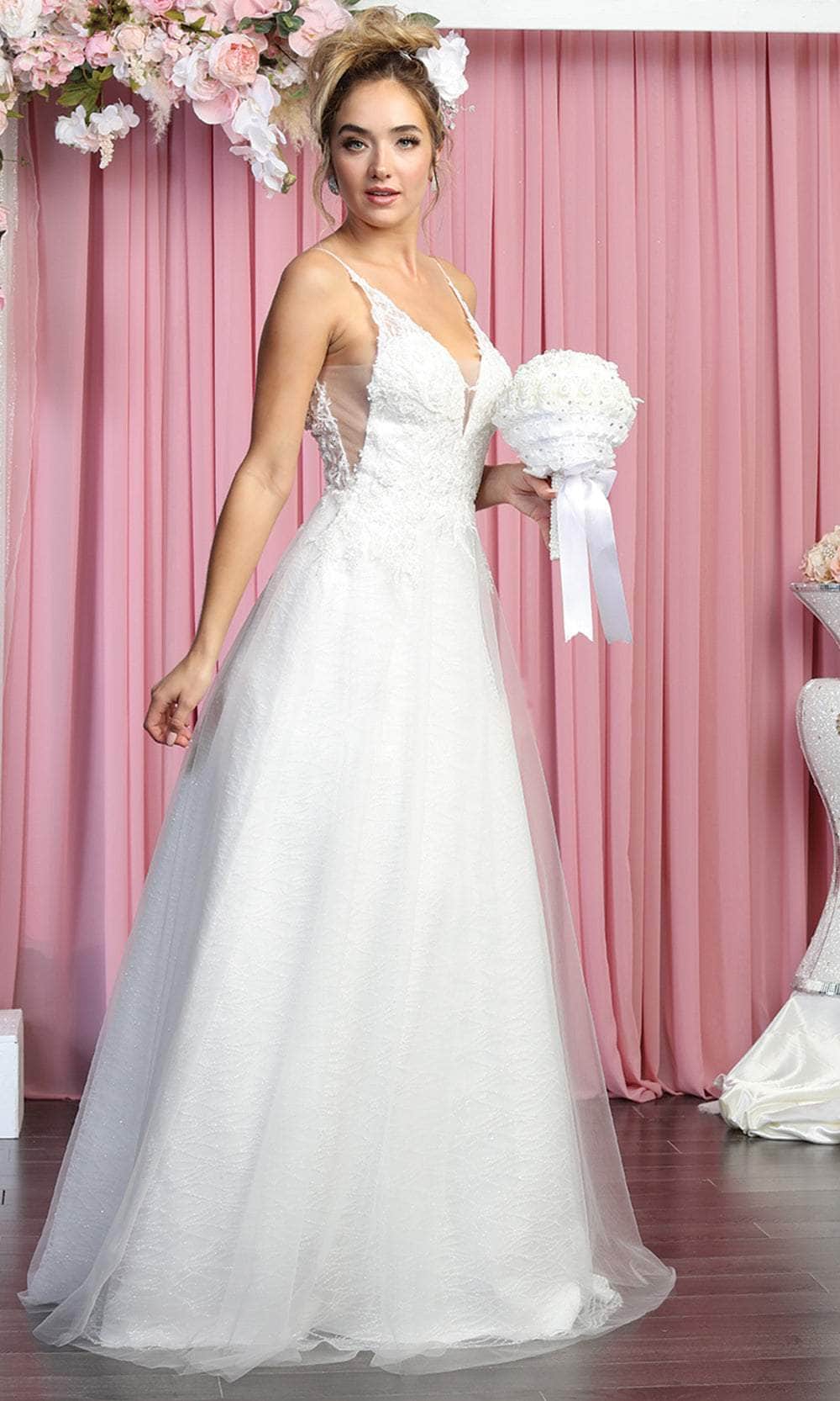 Image of May Queen Bridal RQ7886 - Thin Strap Embroidered Tulle Gown