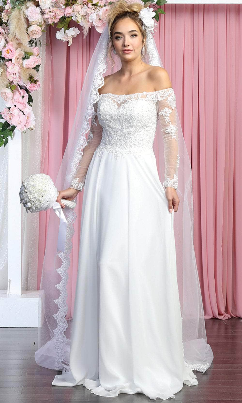 Image of May Queen Bridal RQ7909 - Off Shoulder Soft Wedding Gown