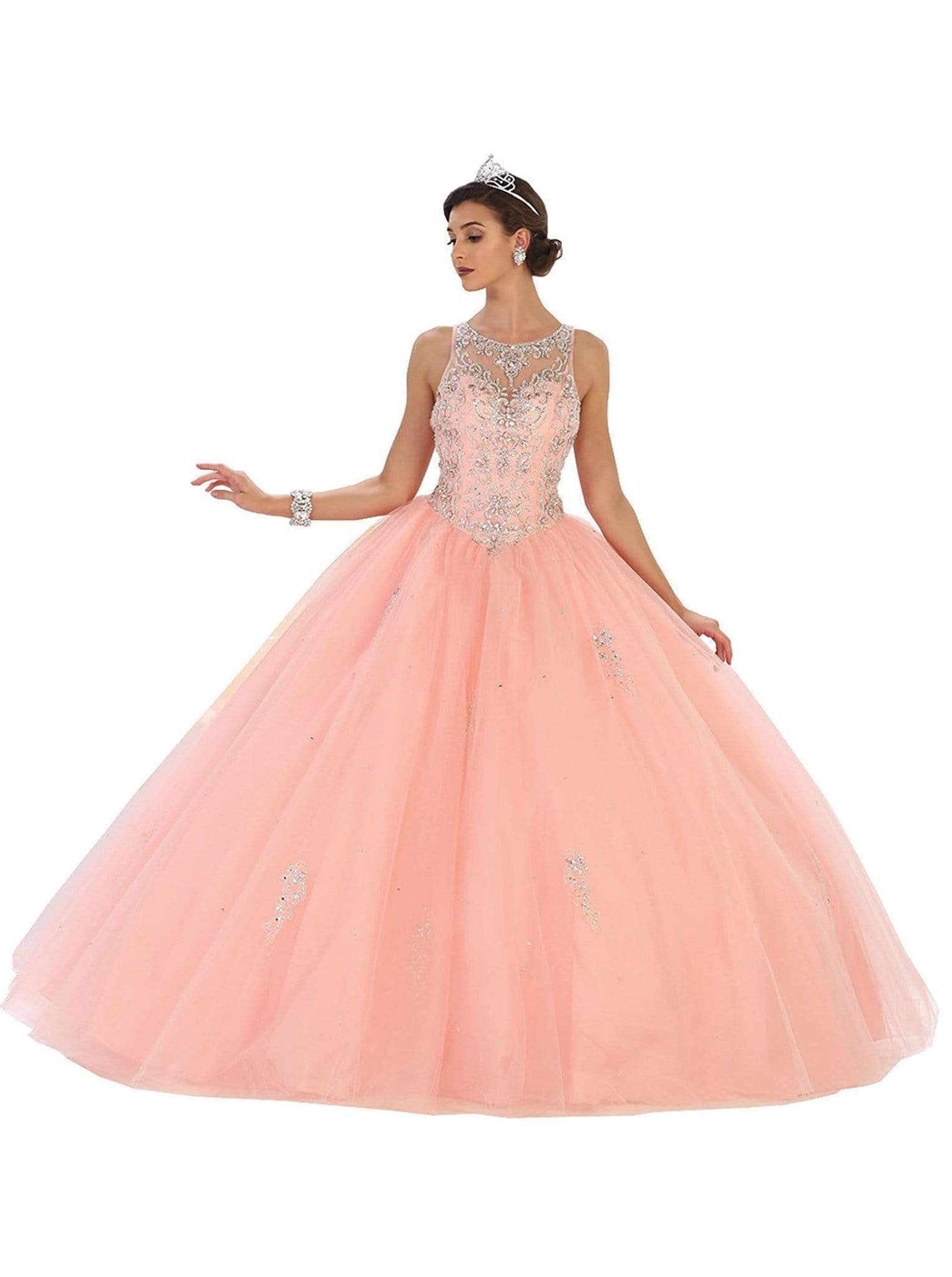 Image of May Queen - Crystal Embellished Jewel Quinceanera Ballgown