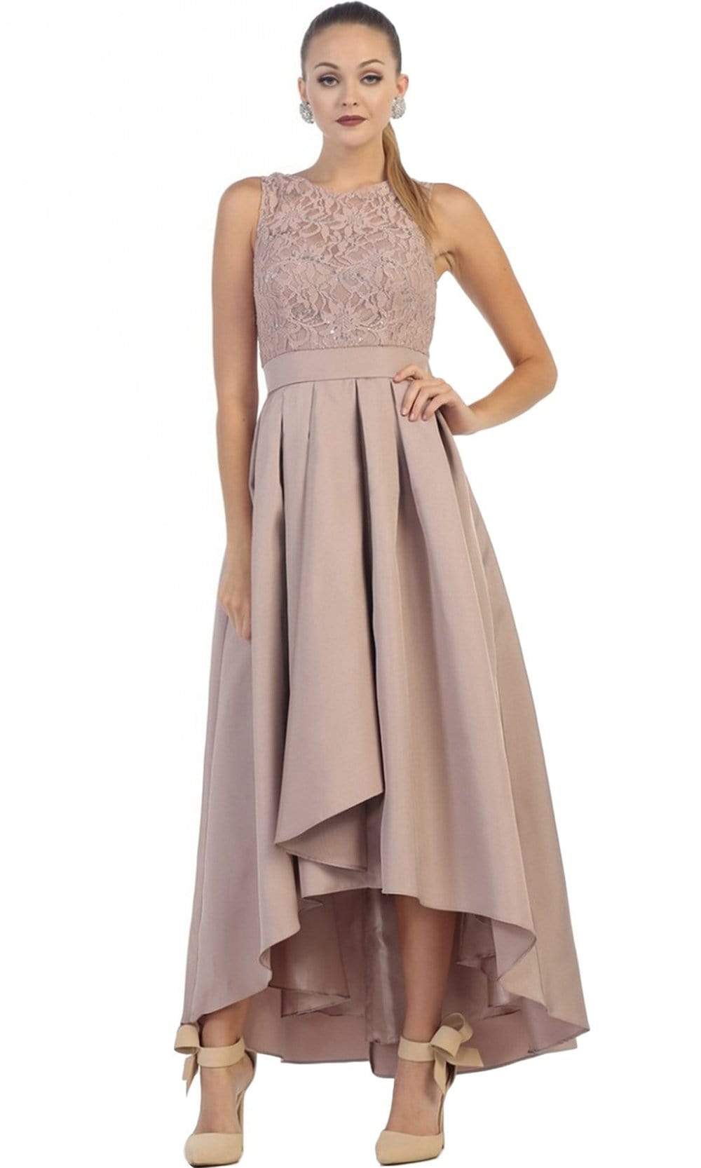 Image of May Queen - High Low Illusion Jewel A-line Evening Dress
