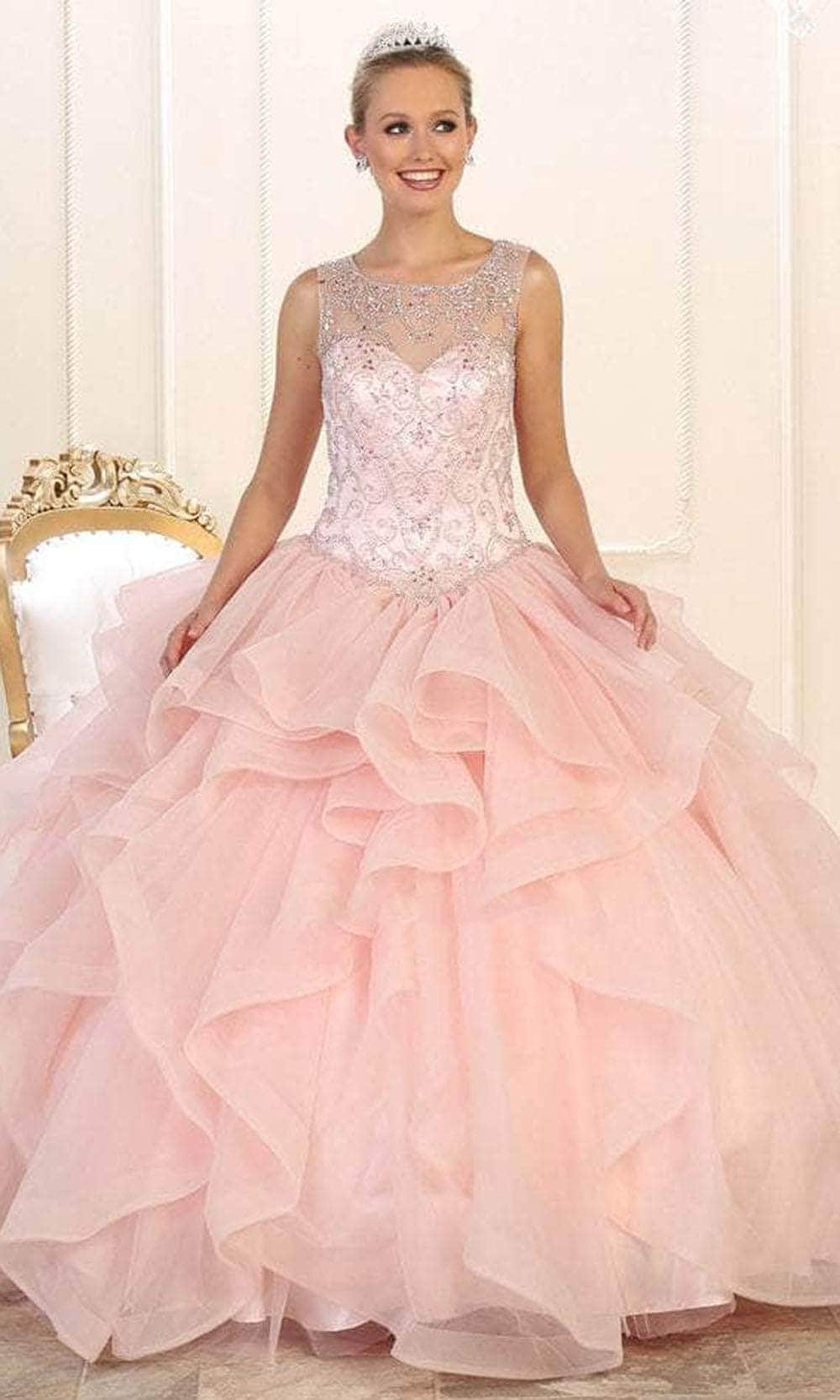 Image of May Queen LK105 - Beaded Illusion Scoop Prom Ballgown