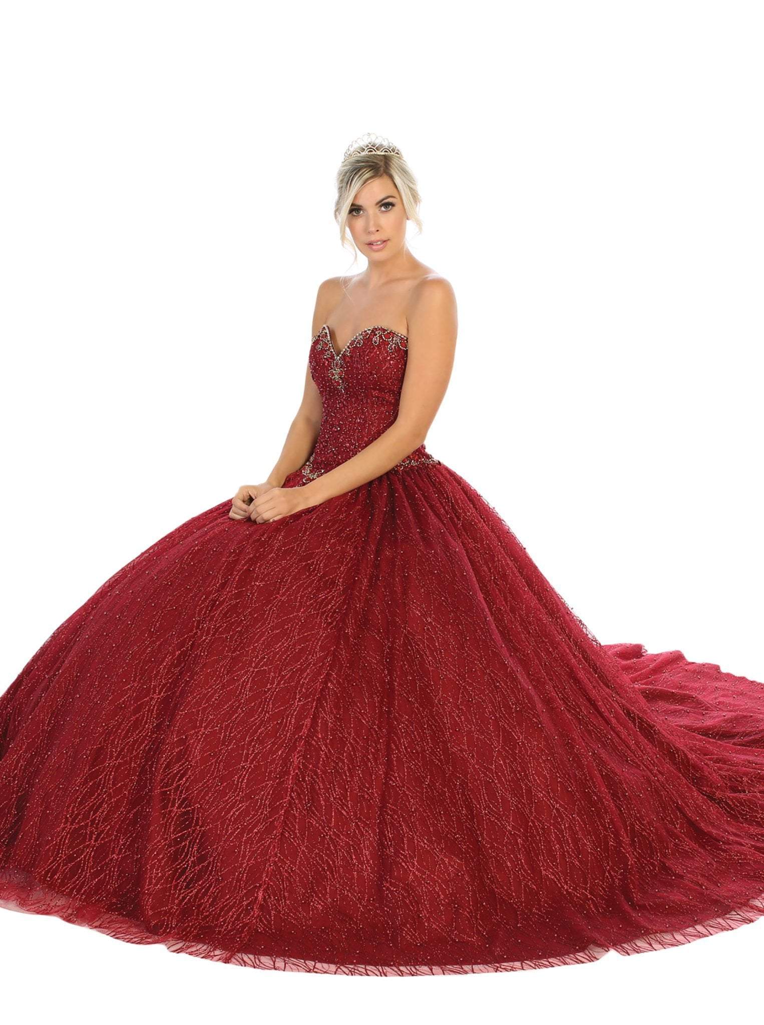 Image of May Queen - LK126 Sequined Strapless Sweetheart Ballgown