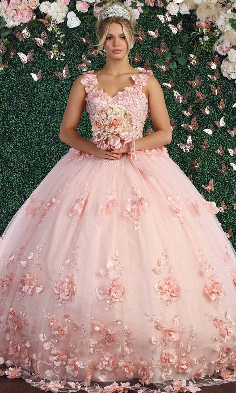 Image of May Queen LK157 - Floral Sleeveless Formal Ballgown
