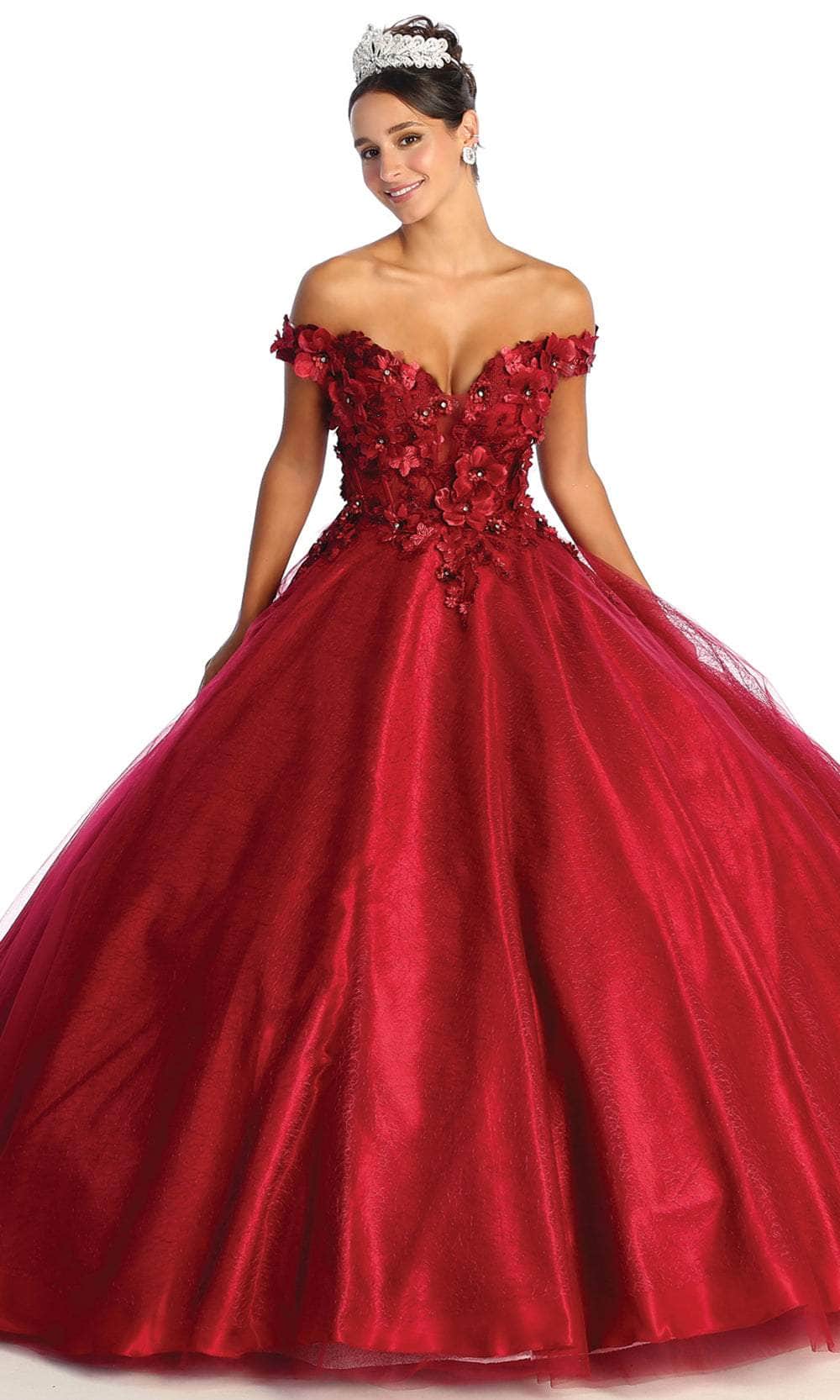 Image of May Queen LK166 - Off Shoulder Applique Prom Ballgown