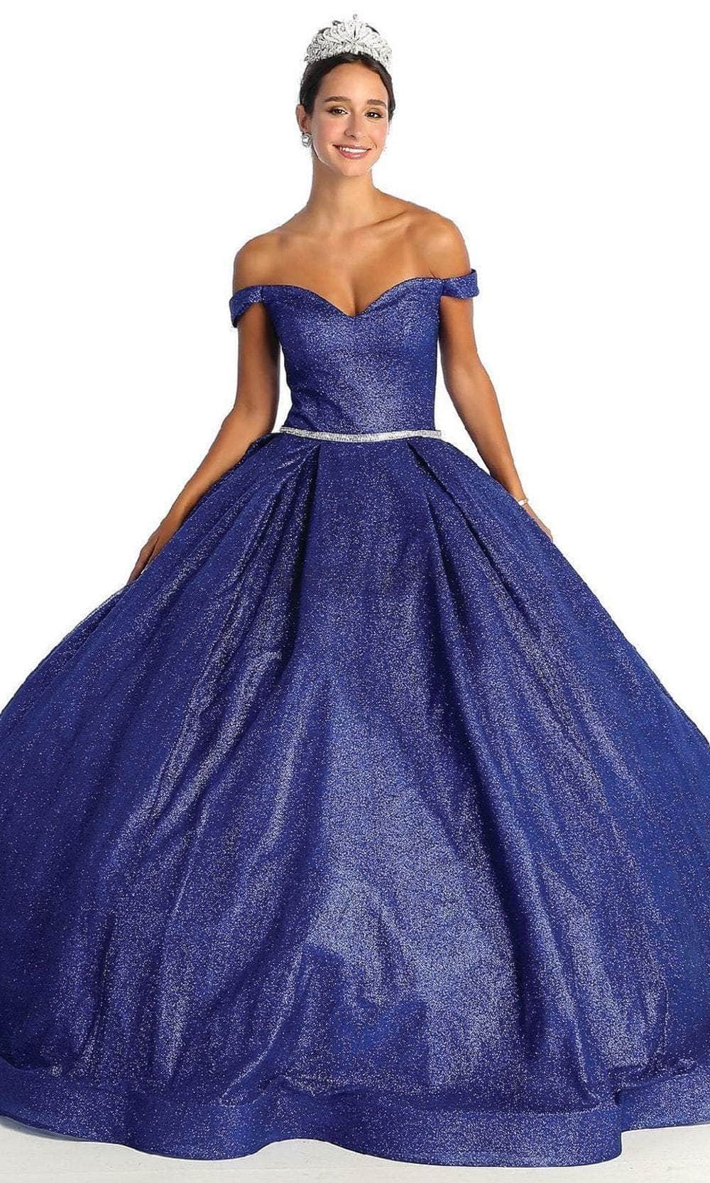 Image of May Queen LK176 - Off Shoulder Glittered Ballgown