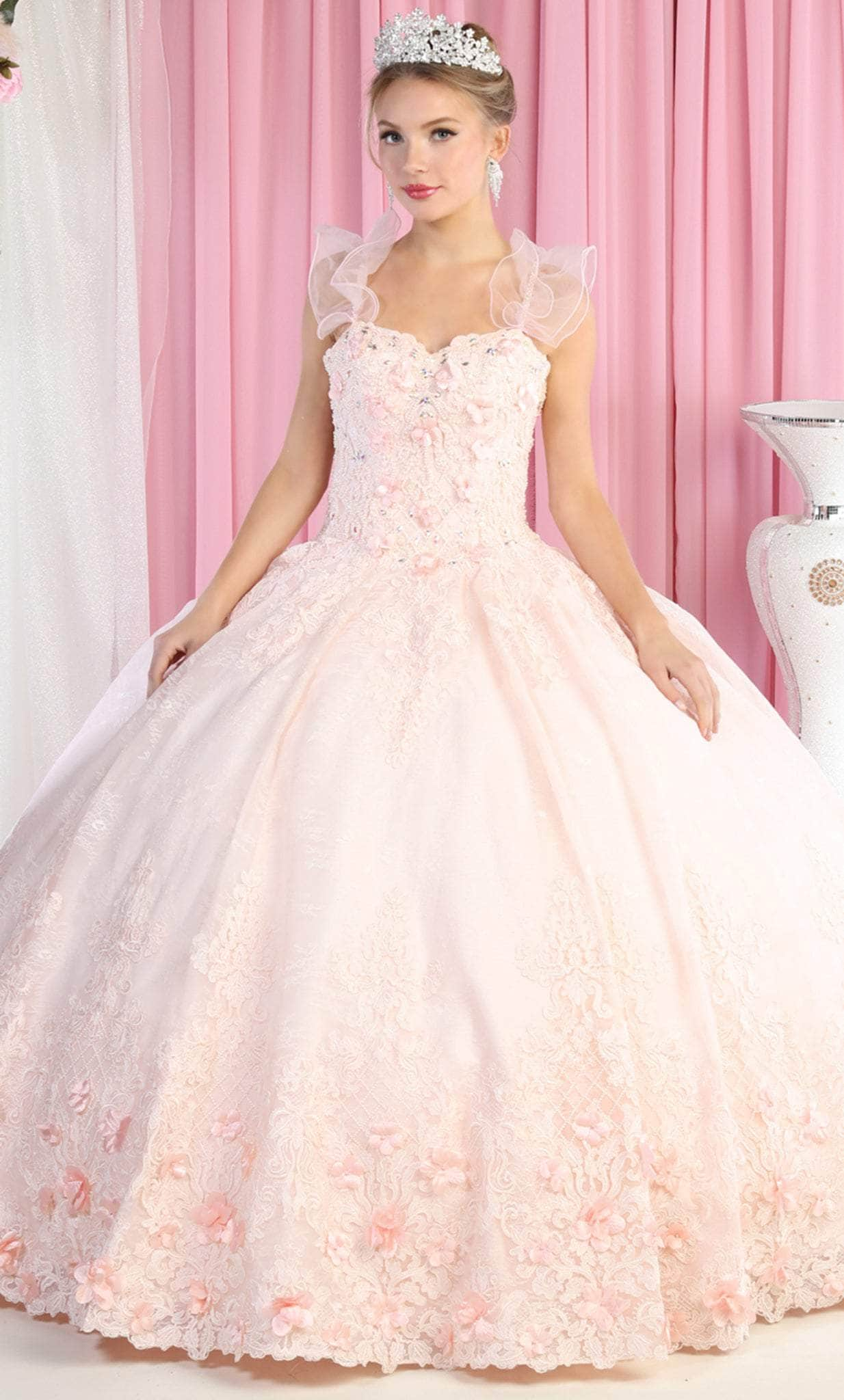 Image of May Queen LK182 - Ruffle Sleeve Quinceanera Ballgown