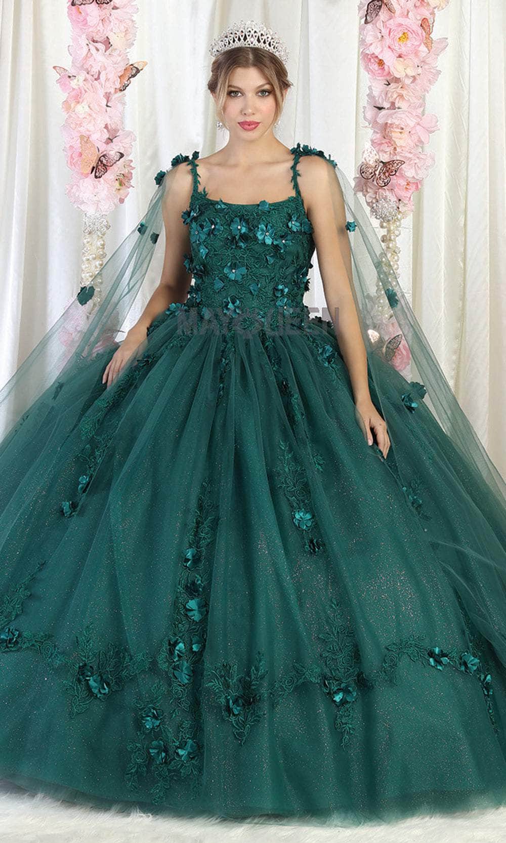 Image of May Queen LK185 - Floral Appliqued Sleeveless Ballgown