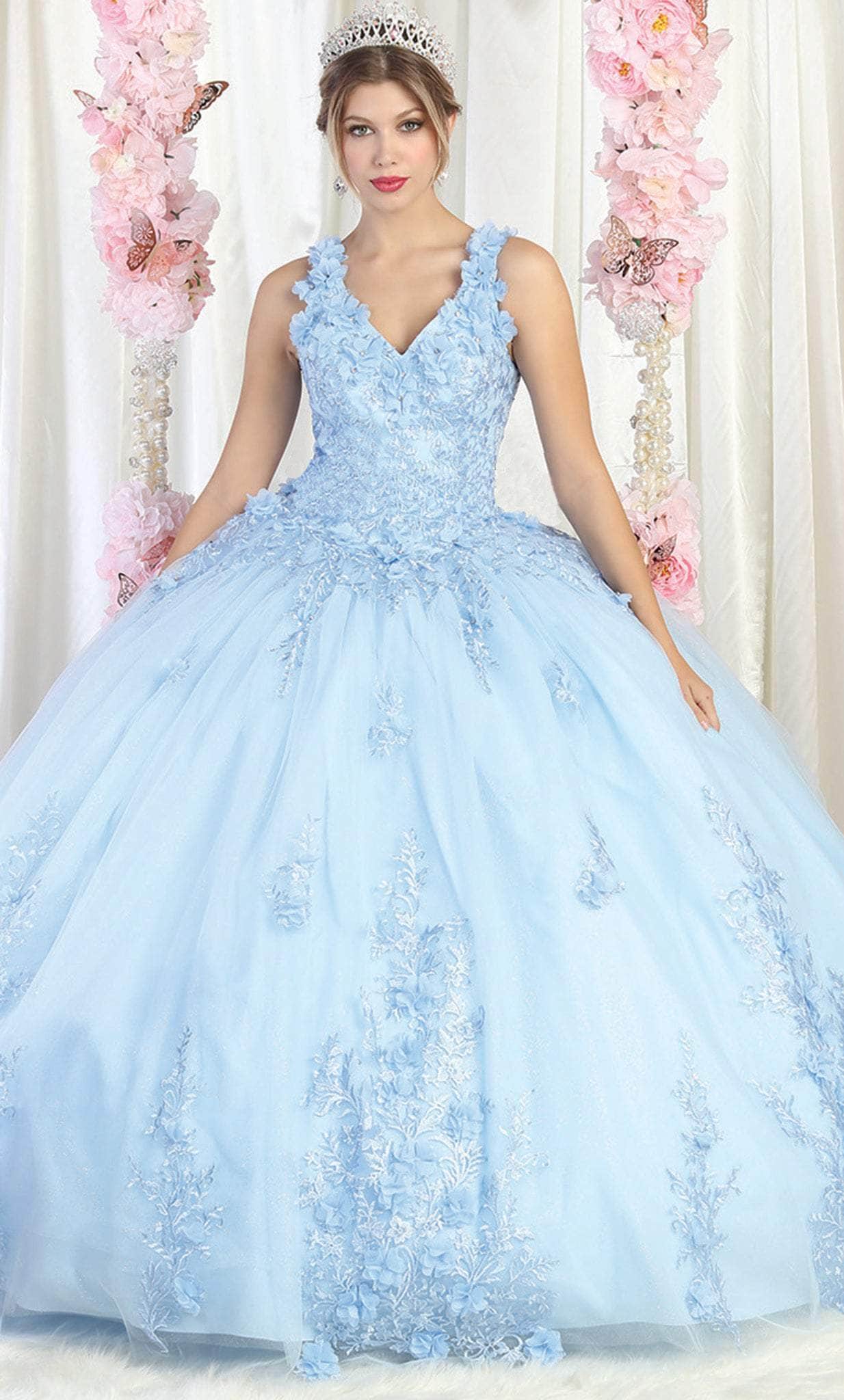 Image of May Queen LK195 - Floral Quinceanera Ballgown