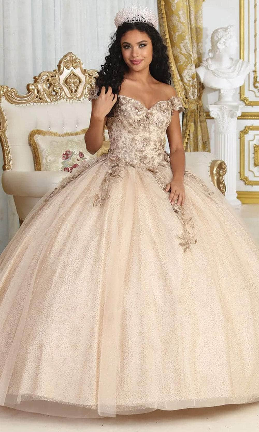 Image of May Queen LK222 - 3D Floral Ballgown