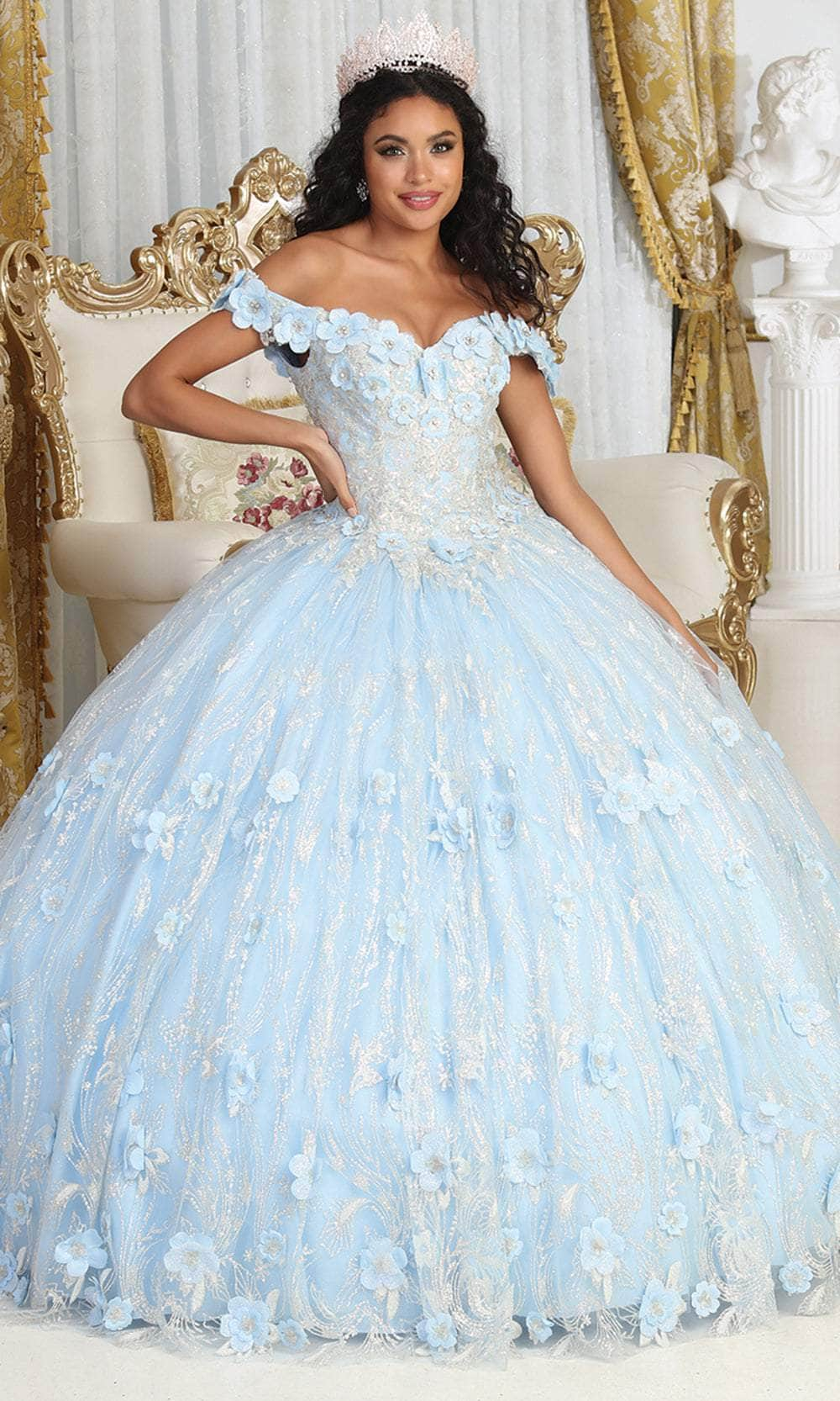 Image of May Queen LK225 - Off Shoulder Glitter Ballgown