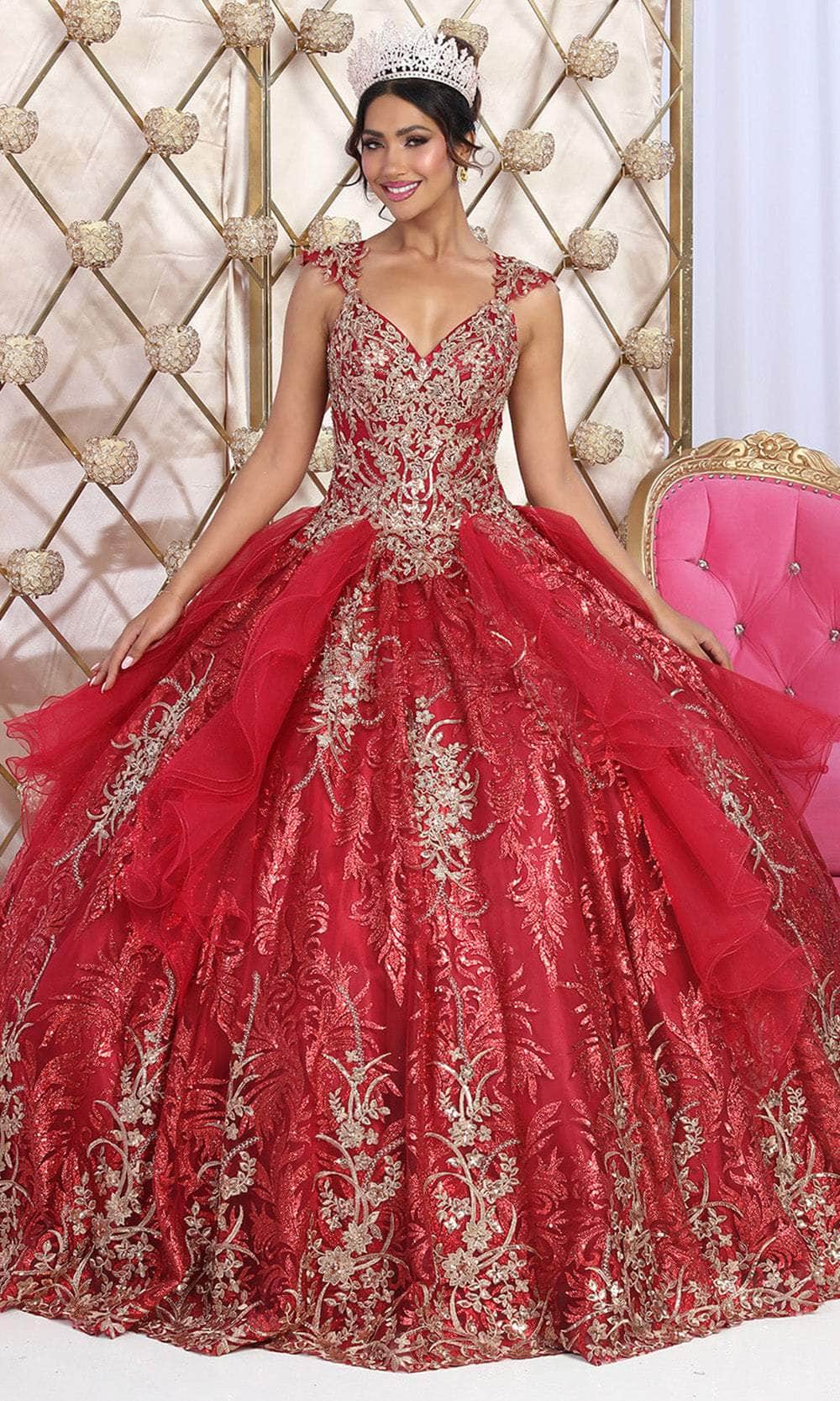 Image of May Queen LK231 - Embroidered Off Shoulder Ballgown