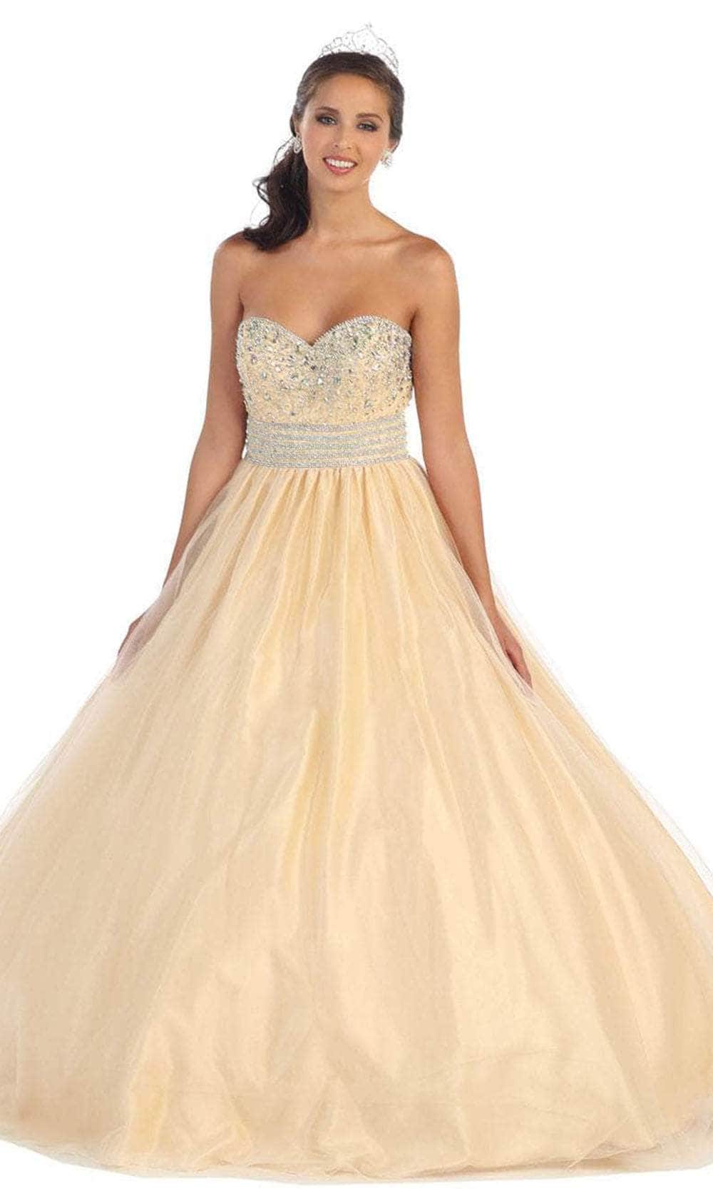 Image of May Queen LK60 - Strapless Embellished Ballgown