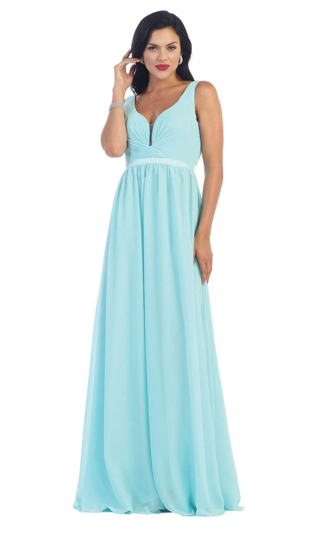 Image of May Queen - MQ1225 Sleeveless Illusion Plunging A-Line Gown