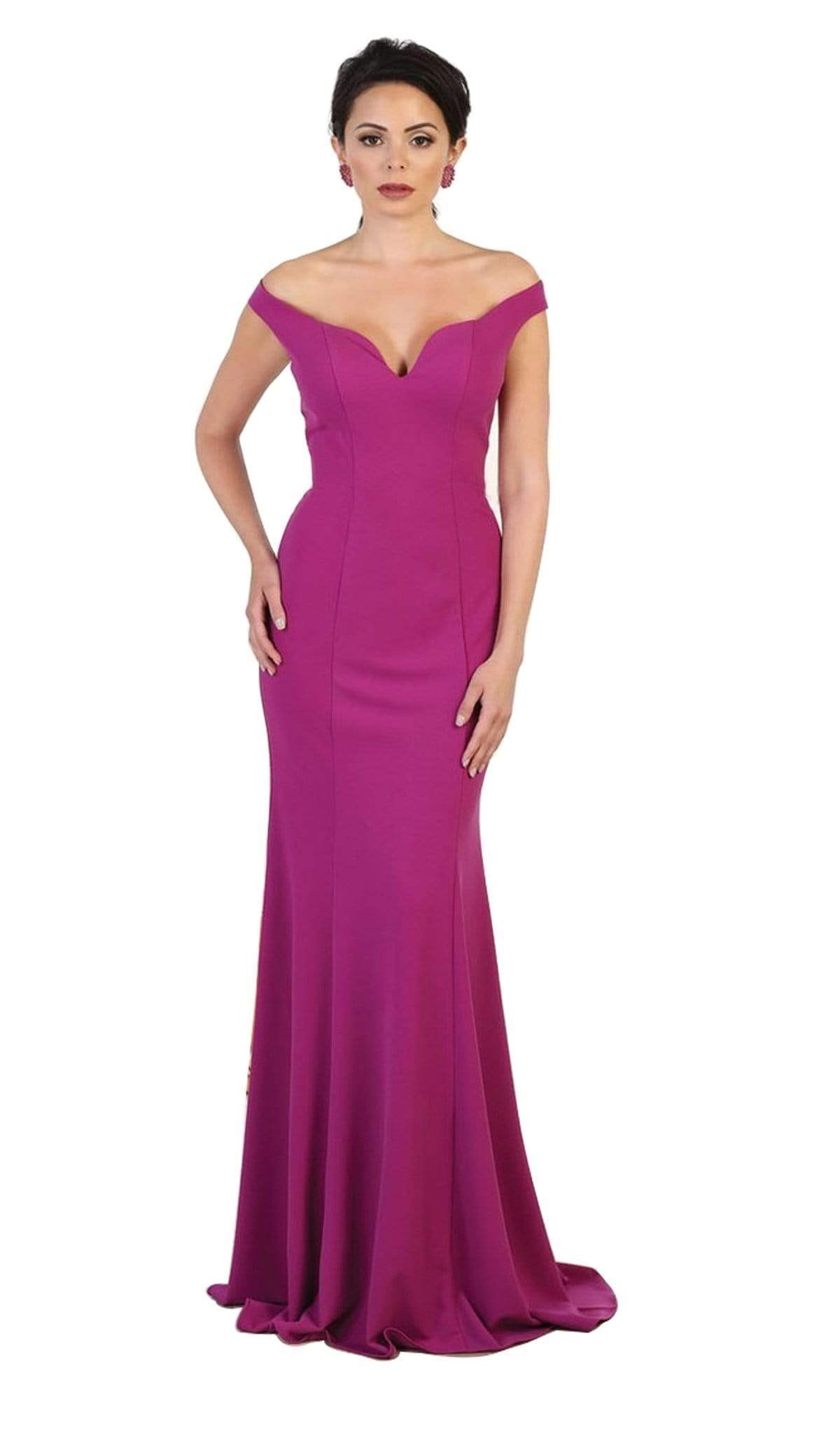 Image of May Queen - MQ1489 Off Shoulder Long Sheath Evening Gown
