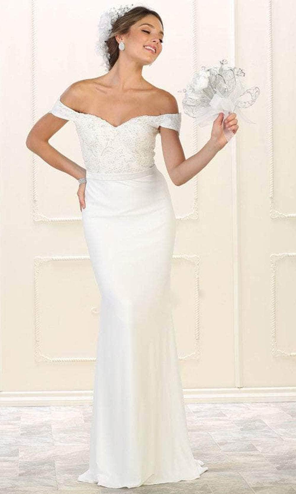 Image of May Queen MQ1529 - Appliqued Trumpet Long Gown